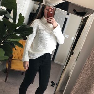 White waffle knit sweater